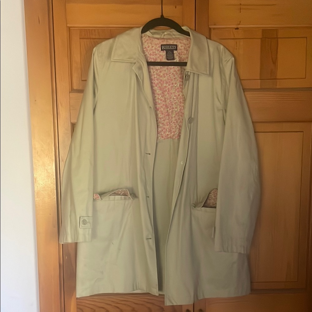 Lands' End Cream Trench Coat Lightweight Classic